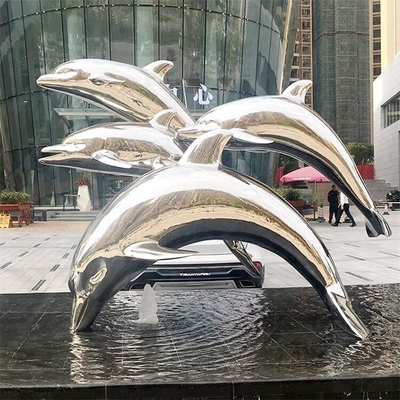 Fuxin पशु जीवन आकार डॉल्फिन स्टेनलेस स्टील पशु मूर्तिकला समकालीन